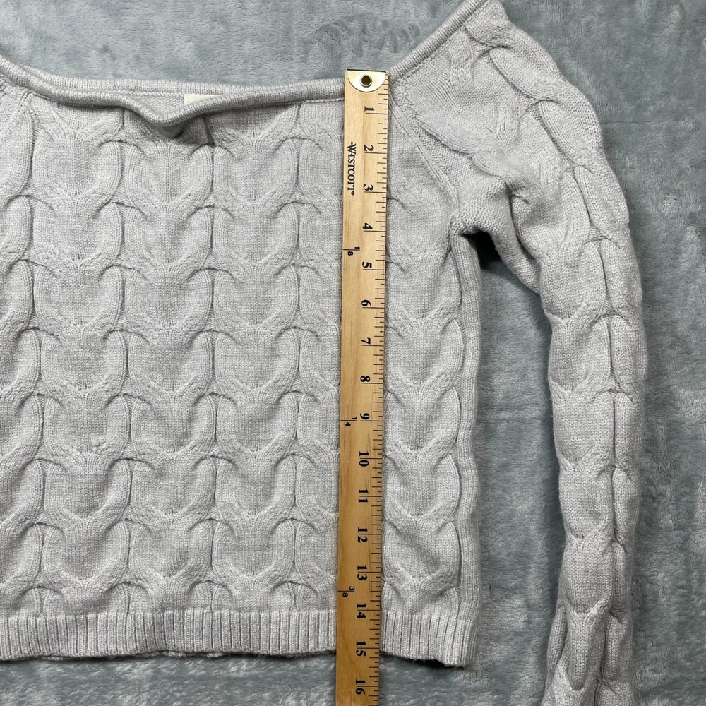 Aeropostale Off Shoulder Cable Knit Sweater Light Gray Size Medium - Picture 6 of 10